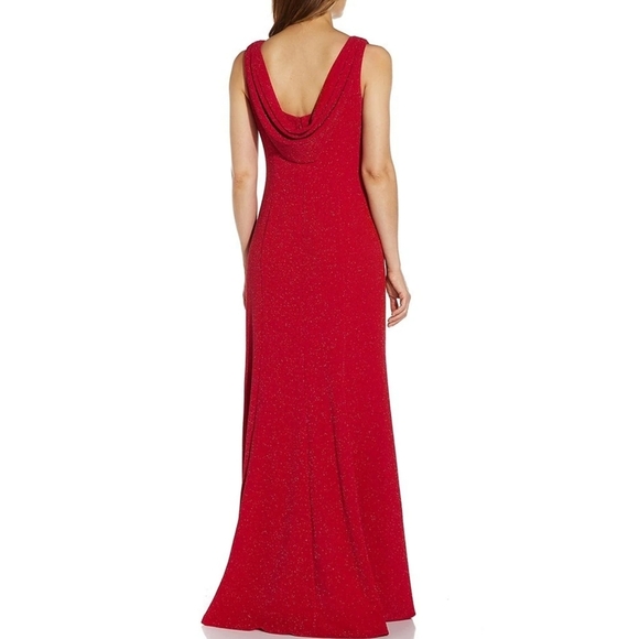 Adrianna Papell Boat Neck Sleeveless Cowl Back Stretch Metallic Jersey K… - Picture 6 of 14